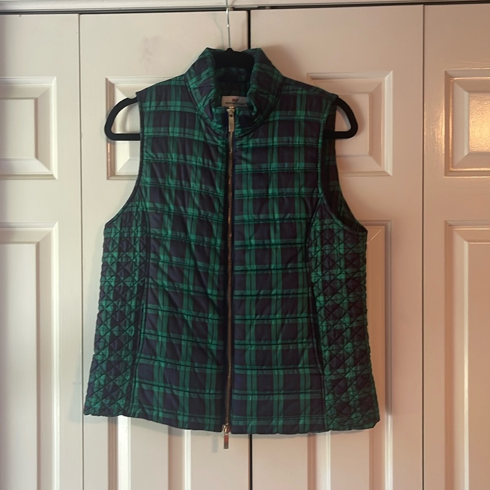 Vineyard vines Holiday Plaid Puffer Vest Blackwatch
